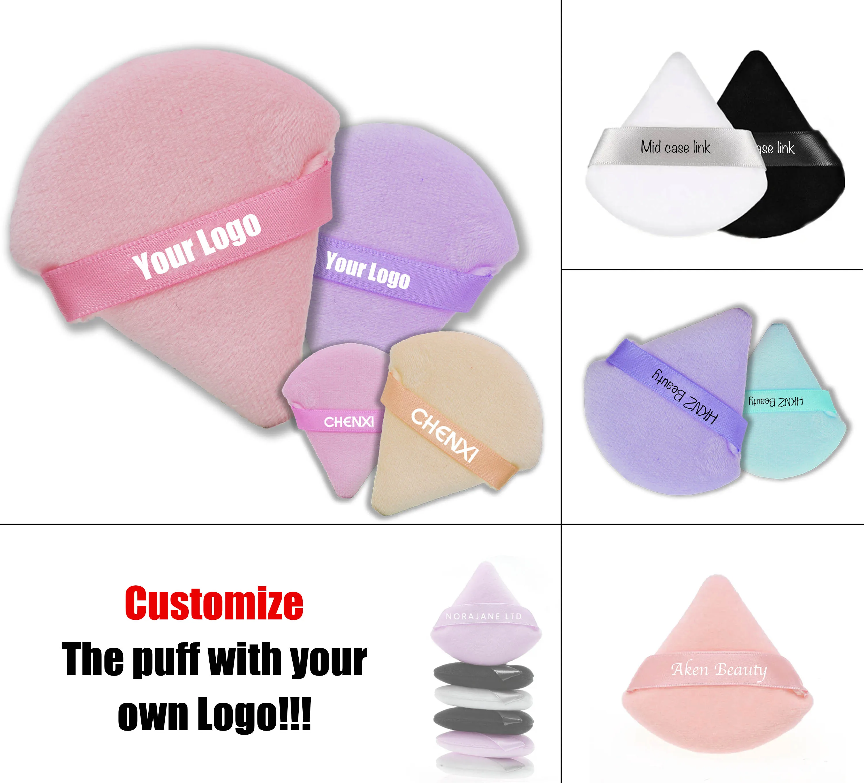 Black Soft Triangle Powder Puff Fluffy Soft Plush Makeup Loose Powder Puff Makeup for Foundation Bronzer Blusher