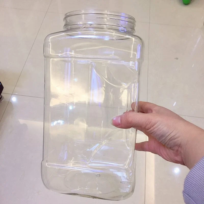 Large Clear Empty Square Storage Cookie Candy Sweet Container Food Grade with Easy Grip Handle Plastic Jar with Lids Half Gallon