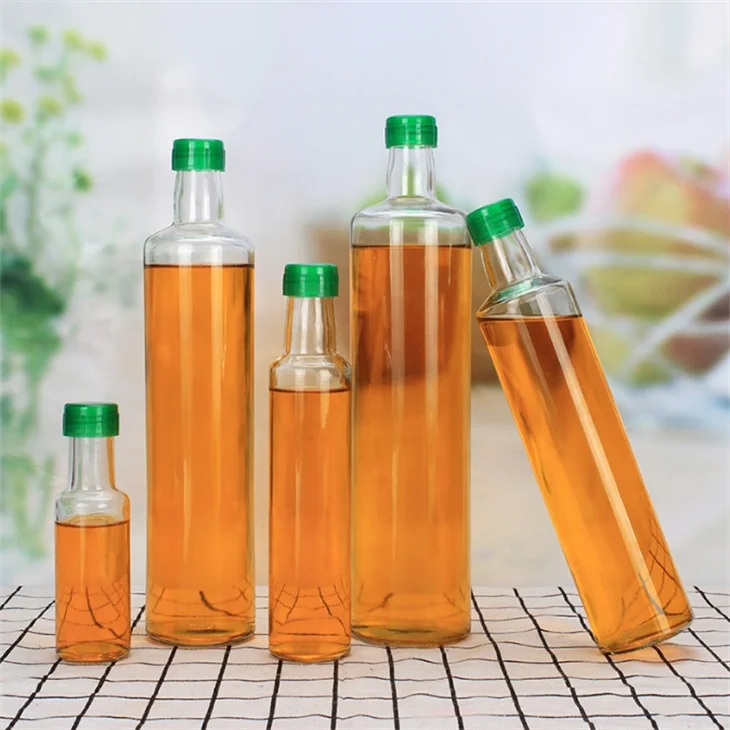 100ML 250ML 500ML 750ML Empty Cooking Vinegar Cruet Round Dispenser Clear Bottle Olive Oil For Kitchen