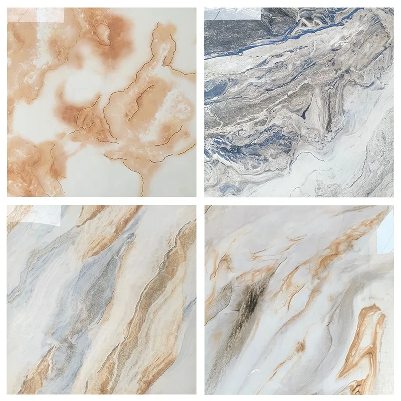 Foshan luxury modern 800x800 porcelain polished glazed marble look slab tile for living room hotel indoor wall floor
