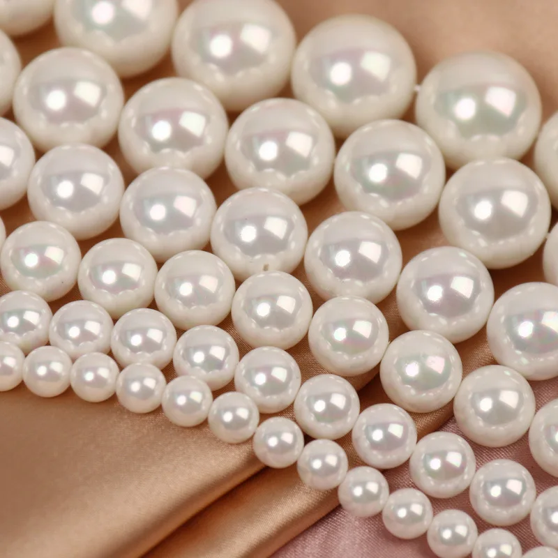 Colorful White Glass Pearl Beads Straight Hole Handmade Diy Jewelry Wholesale 4/5/6/8/10/12/14/16mm Imitation Shell Loose Beads