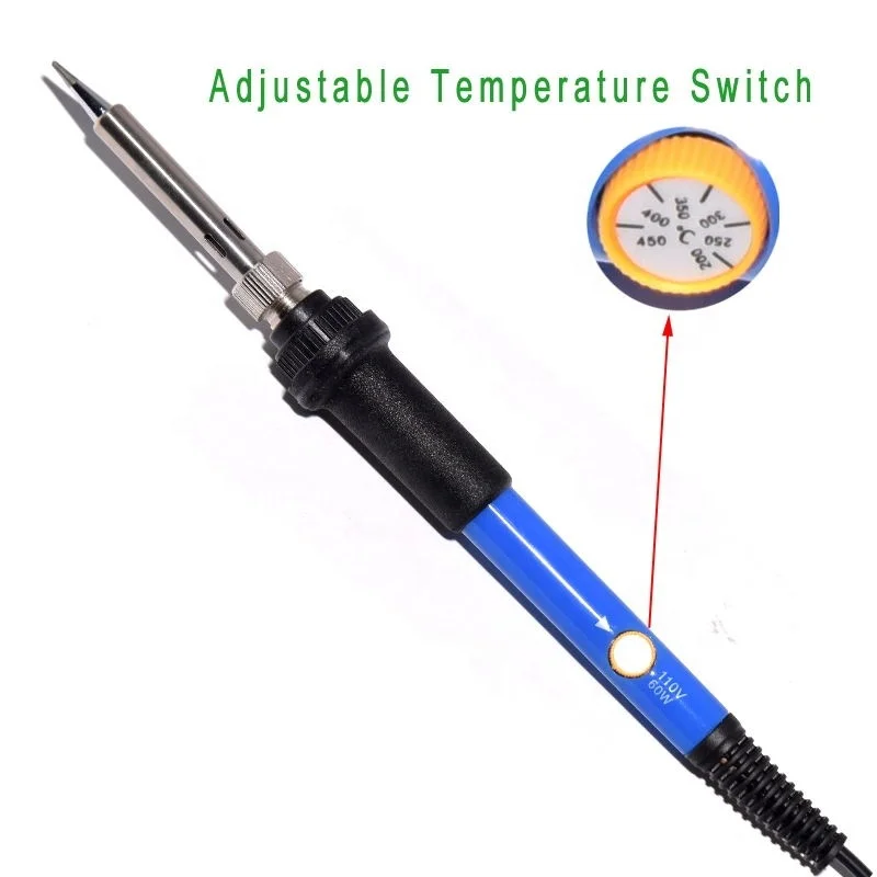 Blue 60W adjustable temperature solder handle soldering iron 110V US 220V EU electric soldering iron gun