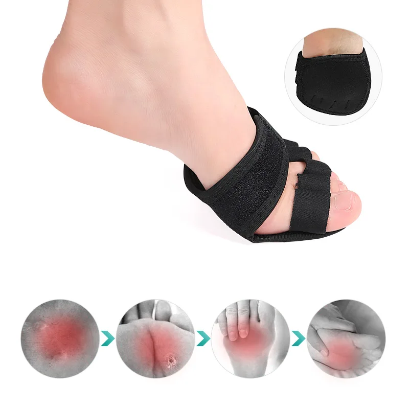 5-Toe Yoga Socks with Adjustable Belt Invisible Half Forefoot Pad Anti-slip Toeless Socks Women Metatarsal Pads