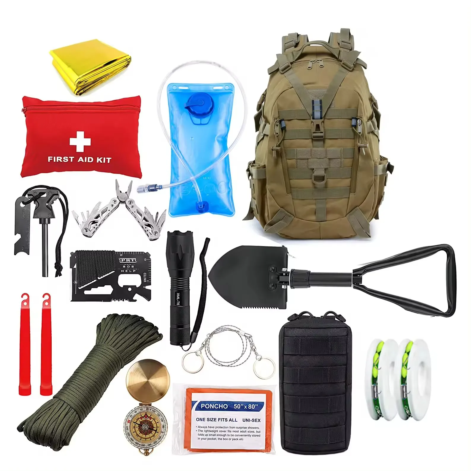 OEM Outdoor 25L kit de supervivencia Survival First Aid Kit backpack with full gear for Hunting Camping Hiking