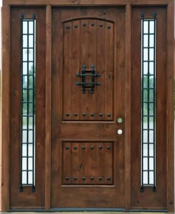 6 Lite LHIS Mahogany Stained Wood Prehung Front Door with Double  Sidelites
