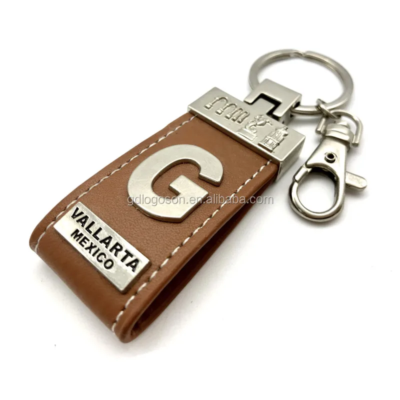 Promotion Souvenir Custom Letter Alphabet High Quality Leather Key Chain