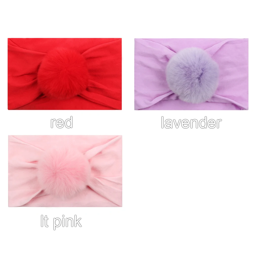 Classical Hair Style Fur Ball Elastic Baby Wide Nylon Headband 2021 New Arrival DIY Hair Accessories Headwear
