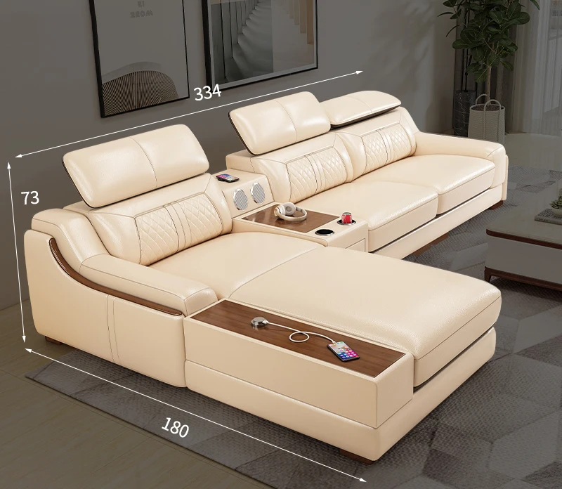 Hot selling modern style home furniture  big size Modular Deluxe L Shape Corner Couch sectional leather sofa set