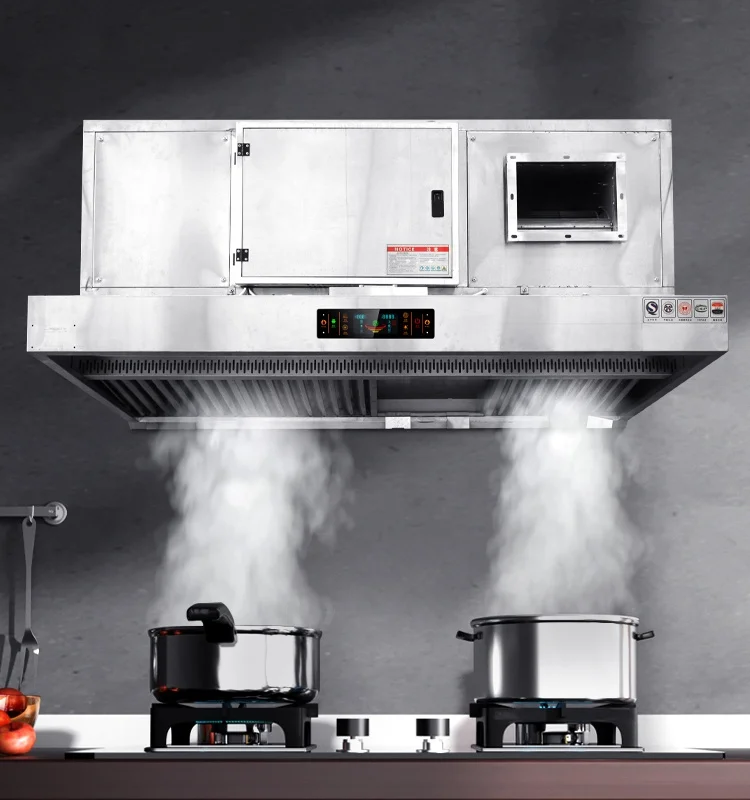 KELV Customizable Commercial Kitchen  Extractor Hood Non-smoking Stainless Steel Hood 6000M3/H for 2.0M Gas Disposal Machinery