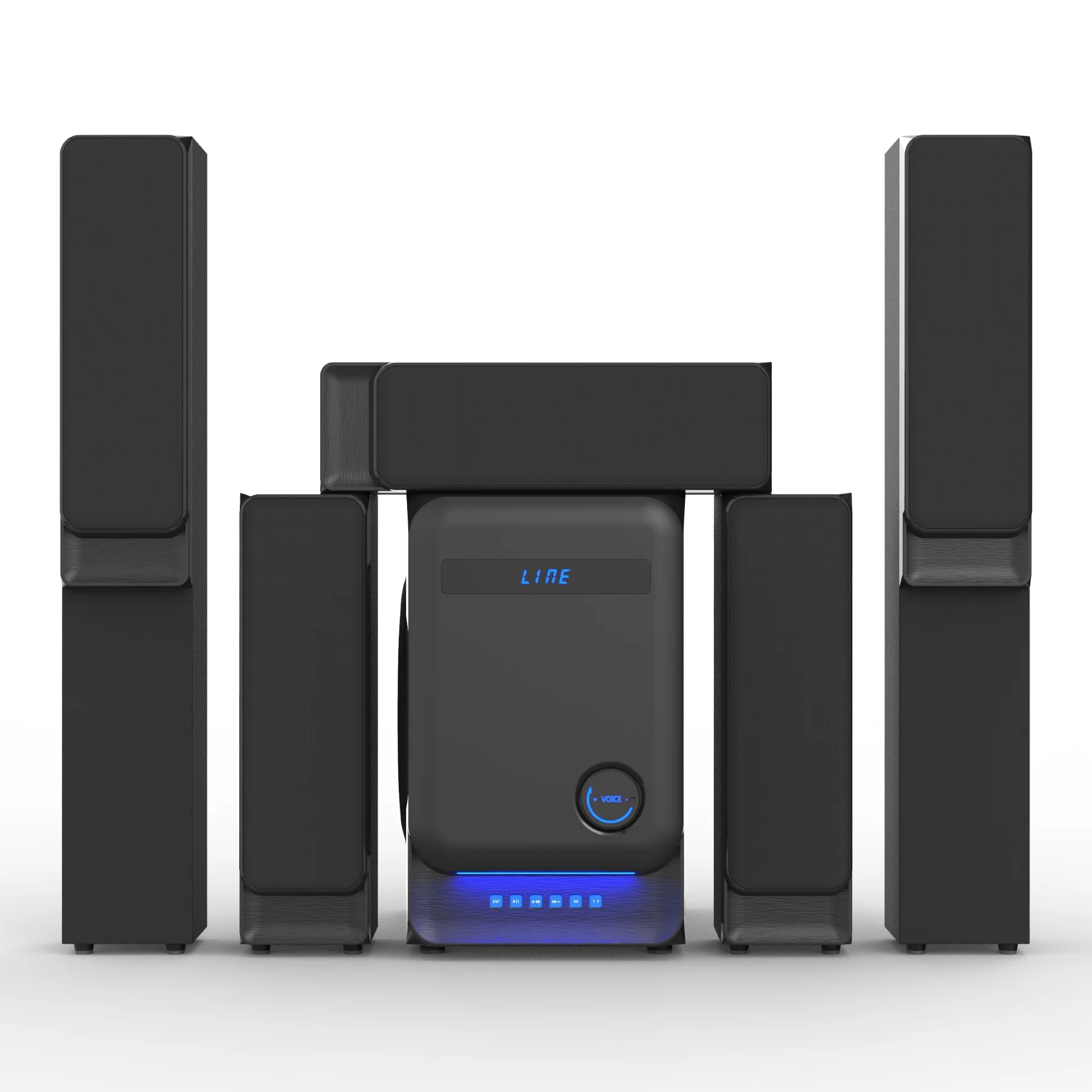 Home Theater Surround Sound System with Wooden Tower Speaker