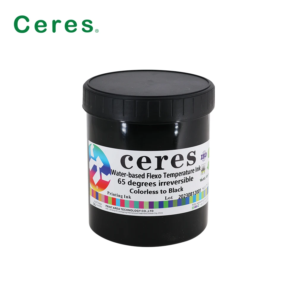 Ceres Excellent Product Flexo Printing Irreversible Temperature Sensitive Ink Colorless To Black 65 Degree