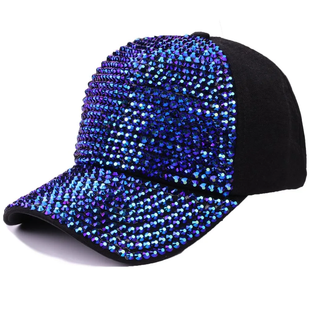 Women Summer Outdoor Mesh Baseball Cap Sun Sunshade Crystal Diamond Sports Caps