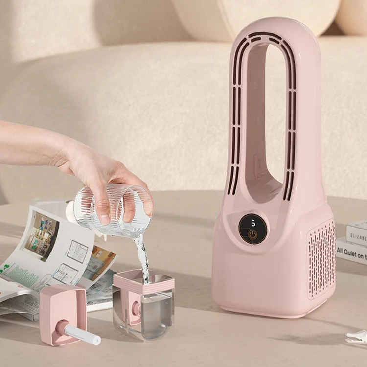 Smart Table Water Spray Fan Air Cooling 6 Speeds  Portable Desktop Humidifier Bladeless Fans for Home Office