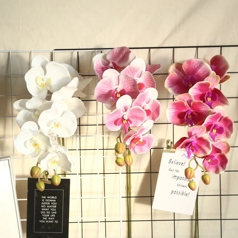 L2291 Цветы бабочки Cymbidium оптом 2 головки орхидеи длинный стебель реальный ощущение искусственная Орхидея латекс для домашнего свадебного декора