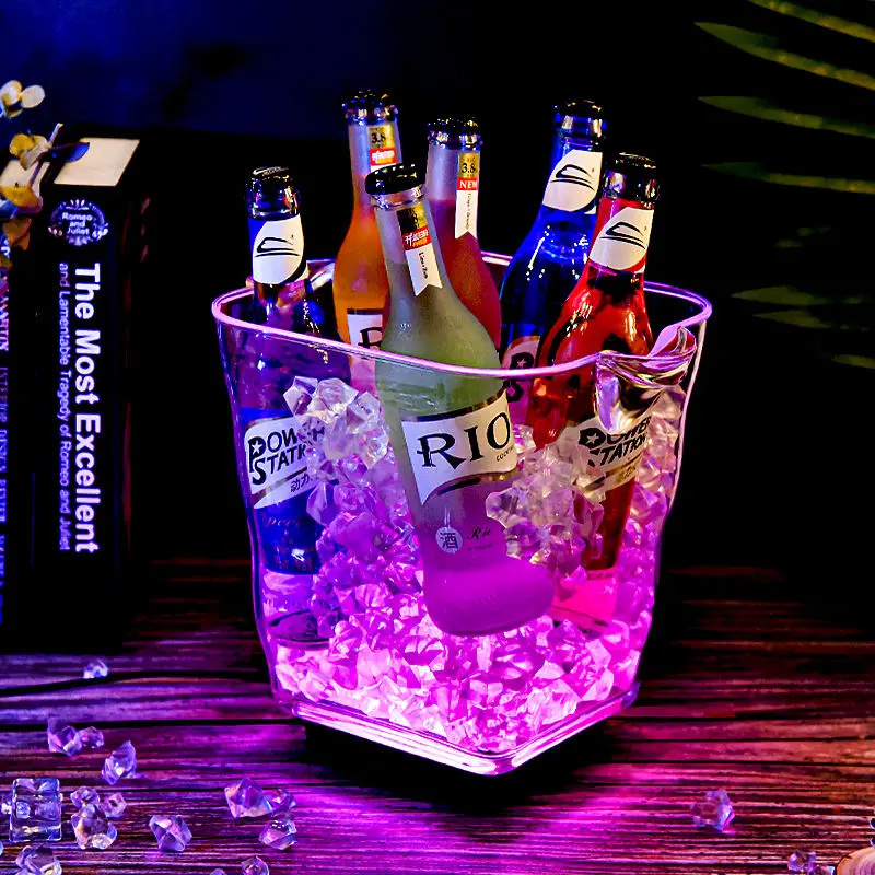 beverage tubs customized metal transparent stainless steel drink champagne wine plastic coolers acrylic beer led ice bucket