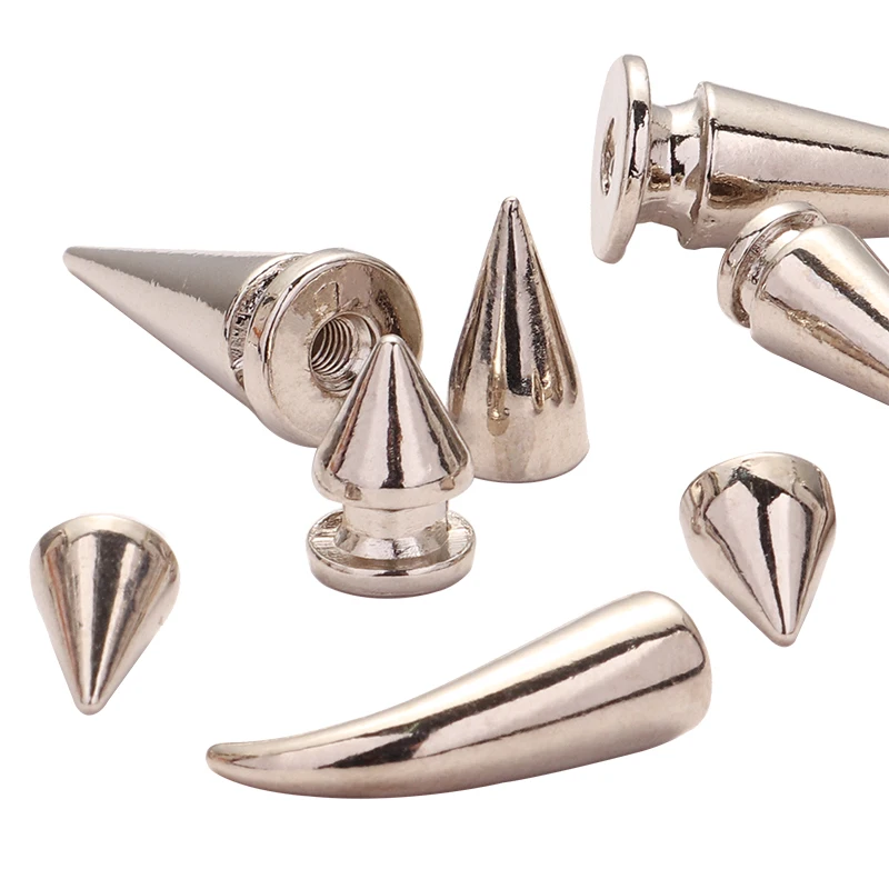 
metal spike stud bullet cone spike screw back leather craft rapid rivet screw punk spike and stud for clothing shoe accessories 