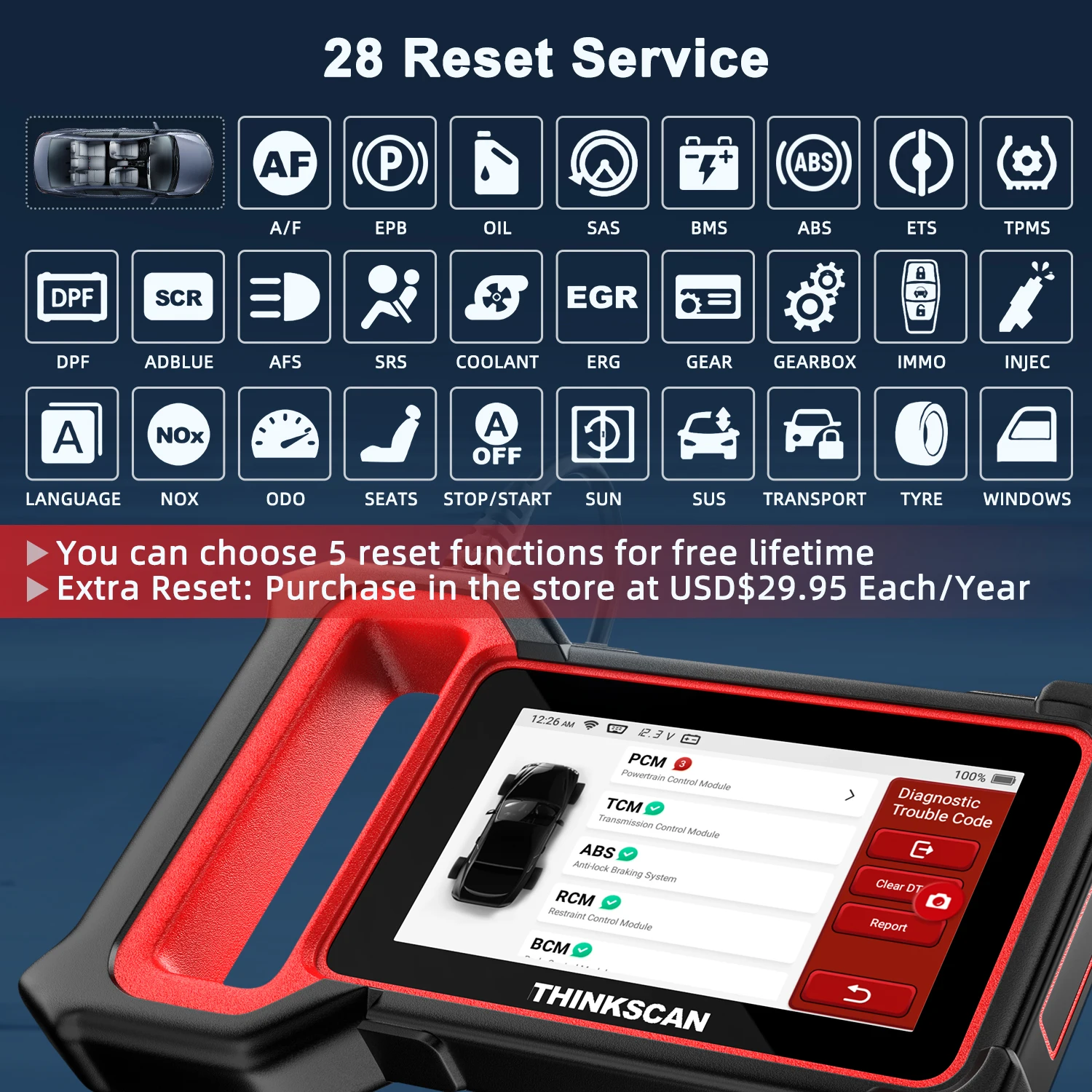 THINKCAR ThinkScan Plus S7 OBD2 автомобильный диагностический инструмент для авто ABS SAS Oil DPF EPB Reset 7 систем Автомобильный сканер