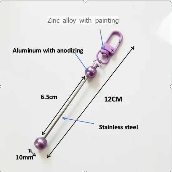 Personalized Metal aluminum stainless steel Beaded Charms Decor DIY Bar Keychain