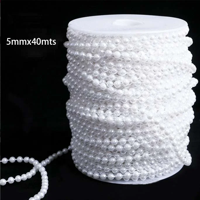 Wholesale White Faux Pearl Garland Spool Roll Strand Wedding Party Decoration pearl ribbon