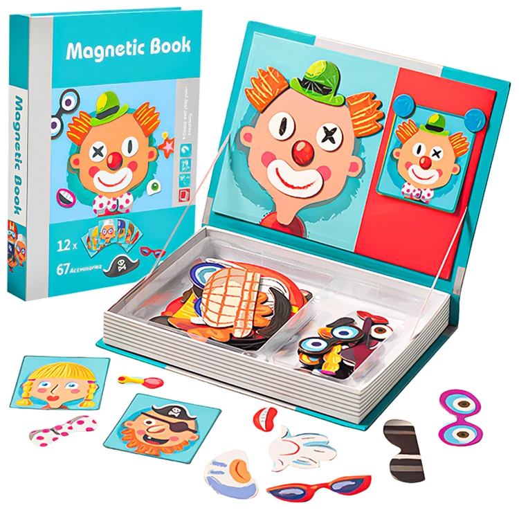 Early Montessori Children Magnetic Puzzle Toy 3D Dressup Magnet Book Kids Educational Toys