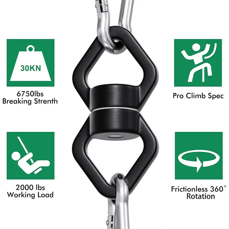Swing Swivel Safest Rotational Device Swing Spinner Carabiner Swivel Climbing Rope Heavy Duty Carabiner Clips