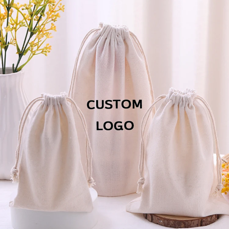 Eco Friendly Cotton Cheap Custom Tote Drawstring Packaging Bag, Drawstring Bag Packaging