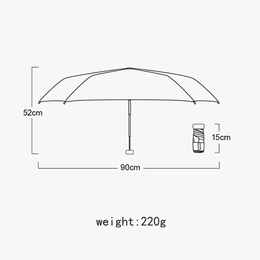 Customized Logo 6 Folding Portable Sun Protection UV Protection Umbrella Mini Pocket Umbrella