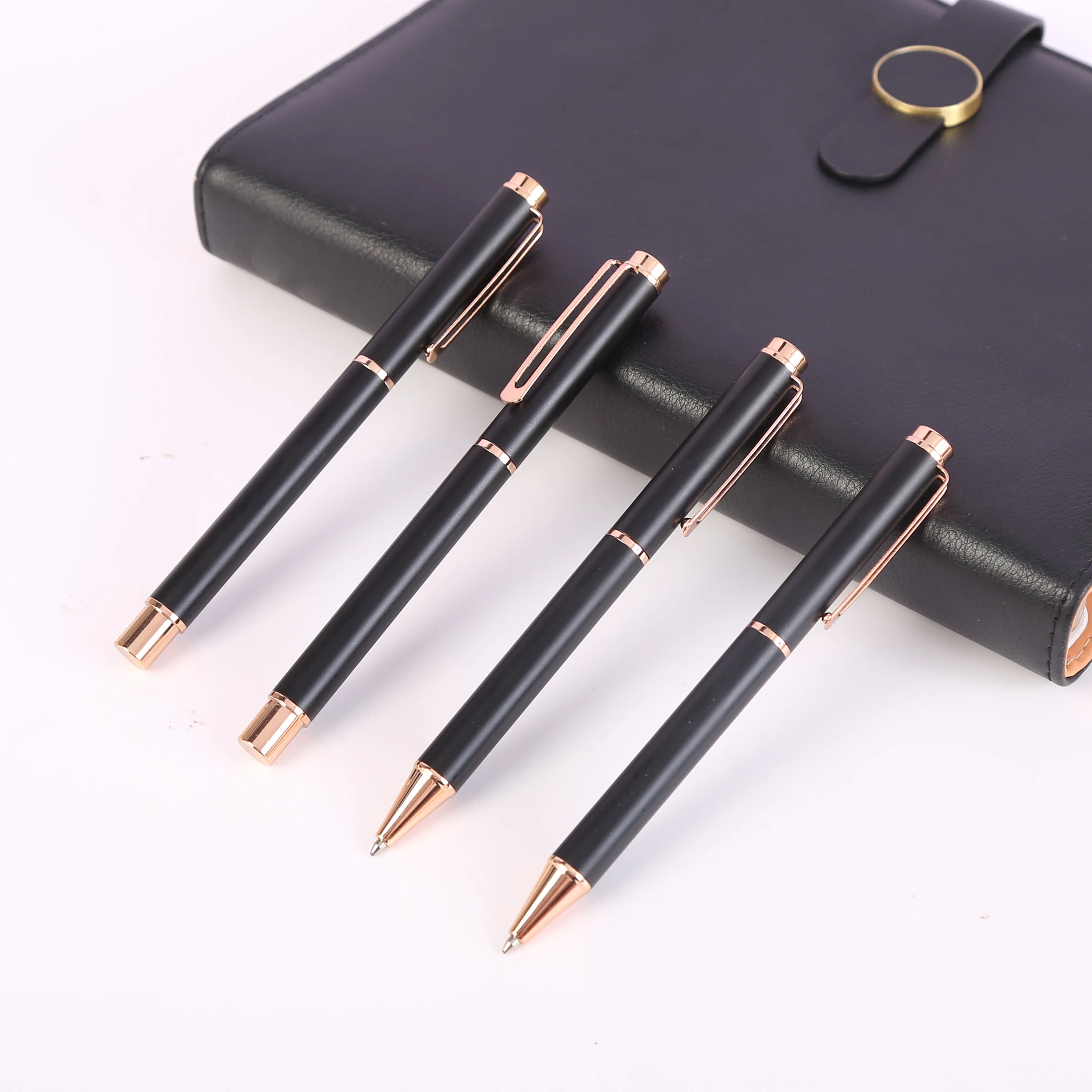 Ручка с логотипом на заказ, Подарочная рекламная черная деловая ученическая подпись, индивидуальная металлическая Роскошная шариковая ручка с алюминиевым стержнем