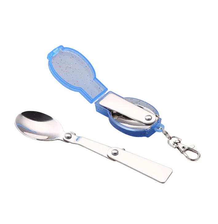 Food Grade Metal Stainless Steel 304 Durable Travel Utensils Cucharas Folding Flatware Spoon Mirror Polishing Dinner Spoon