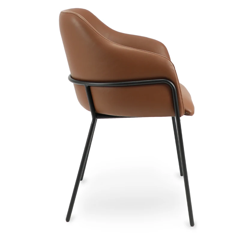 Upholstered Leather Chairs Brown Synthetic Leather  Dining Chair For Hotel