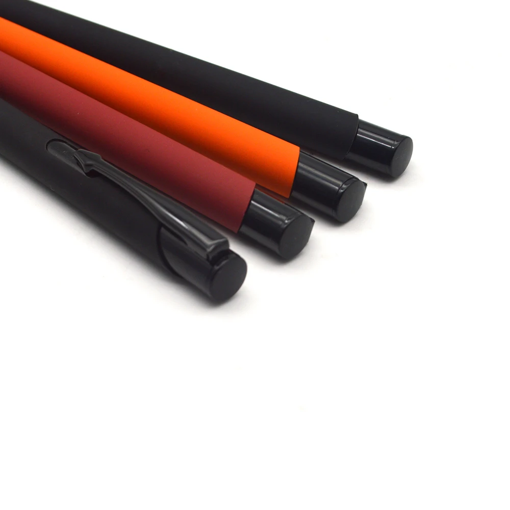 Cheap promotional aluminum ball pen custom logo pen with black plating parts.