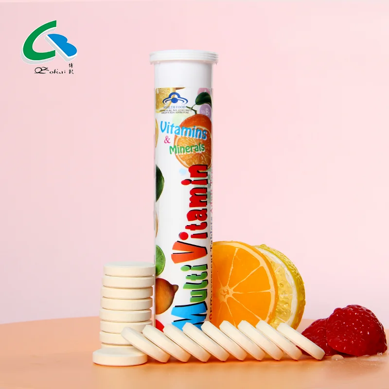 Многовитамины и минералы от производителя, железо, кальций, цинк, витамин C, таблетки Fizzy