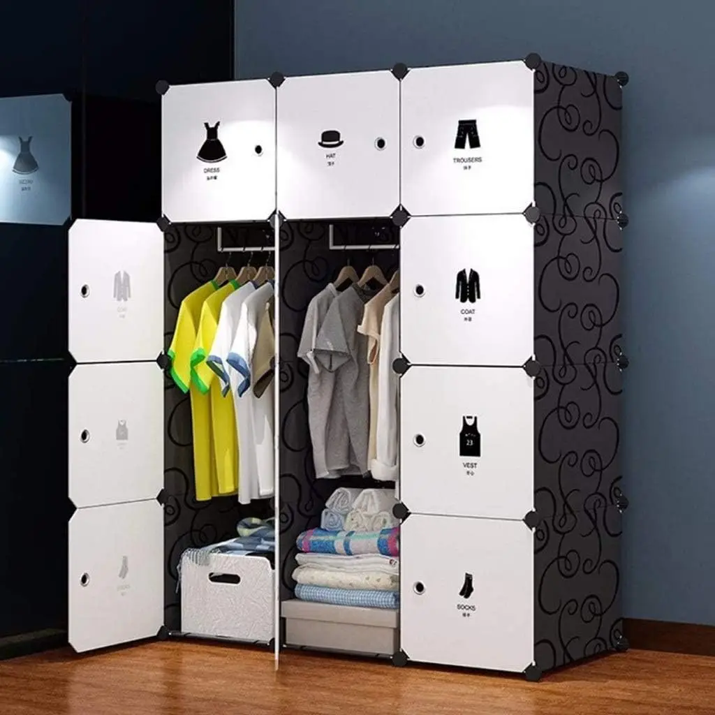 Simple Design Bedroom pp Cabinet Plastic Portable Wardrobe