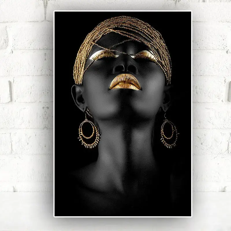 African Art Woman Oil Painting on Canvas Cuadros Posters and Prints Scandinavian Wall Picture for Living Room