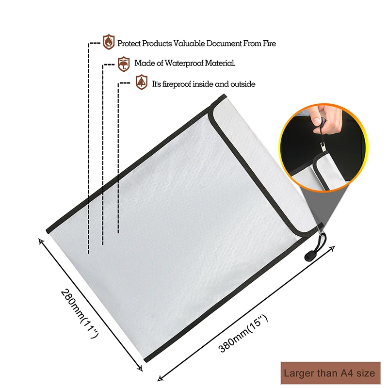 Silicone Lithium Money Waterproof Fireproof Document Bag For Wholesales