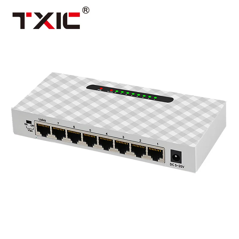 DIEWU Vlan support 8 port gigabit ethernet switch with Plastic housing