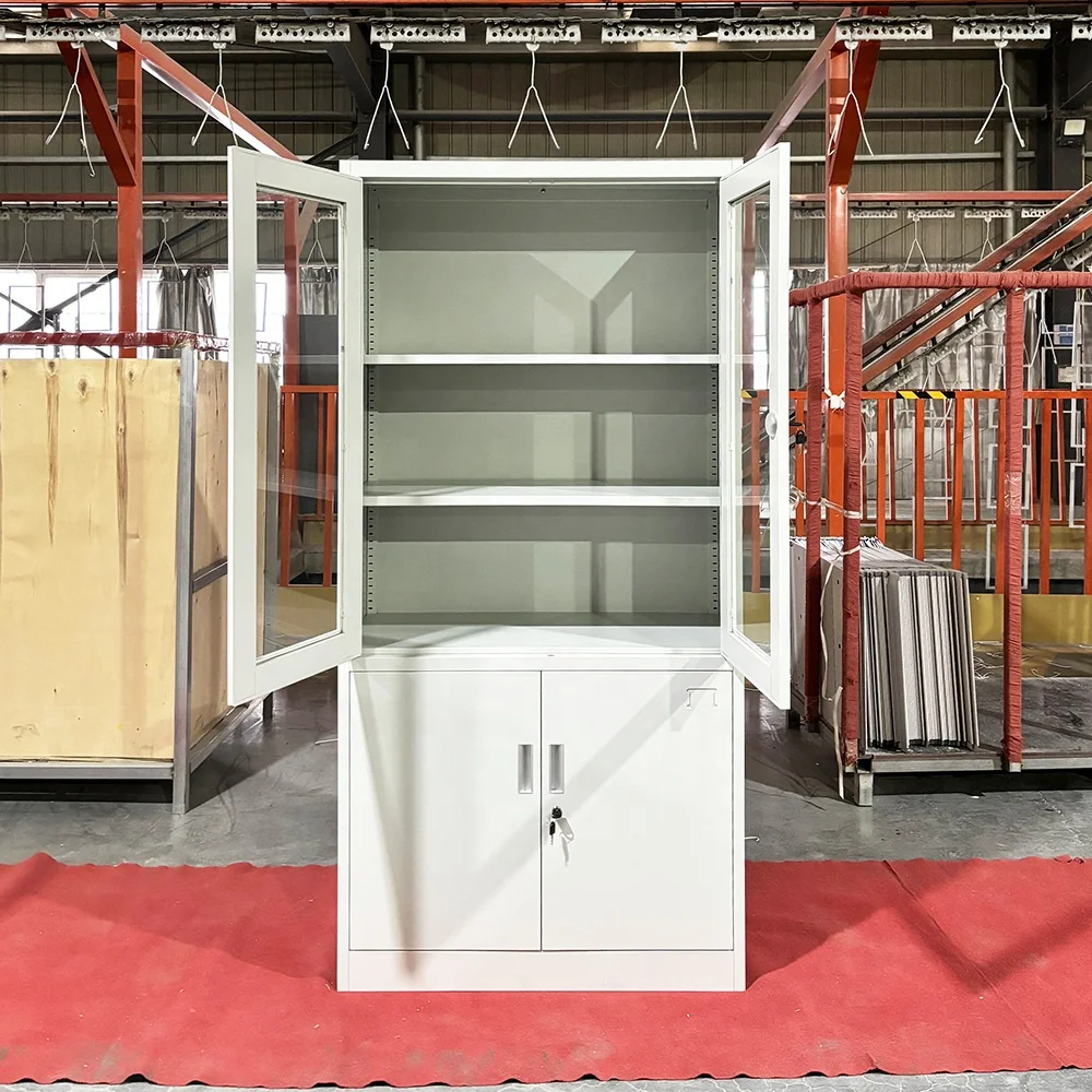 Wholesale Office Filing Cupboard 2 Glass Door Steel Filing Cabinet