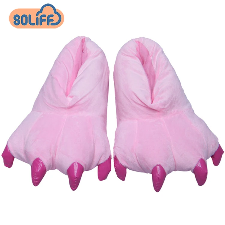 wholesale cheap soft fur paw slippers