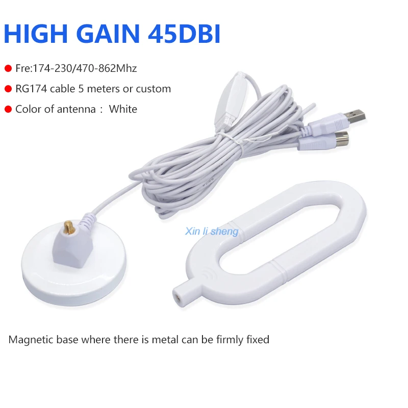 Free Channel Uhf Vhf 360 Degree Active DVB-T Signal Amplifier Portable HDTV 45Dbi Wireless Indoor Magnetic Mast DTMB Tv Antenna