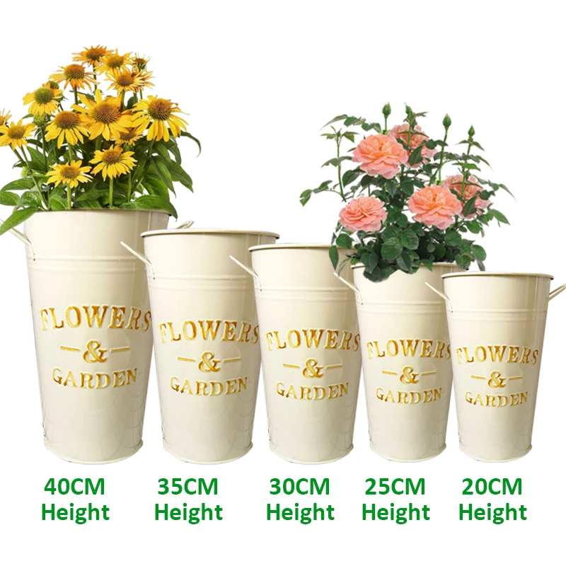 Retro flower bucket Indoor Pots tin bucket, dried n fresh flower planter box large big flower pot wholesale for outdoor plants