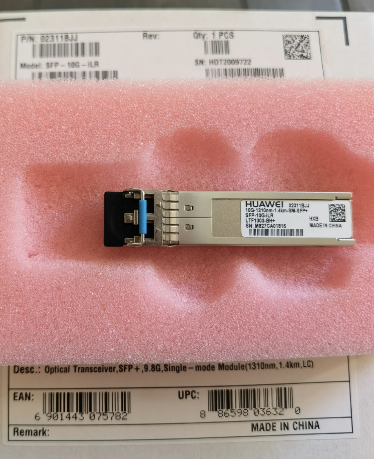 Huawei 02311BJJ SFP-10G-ILR 10G-1310nm-1.4km-SM-SFP + LTF1303-BH 1 HUAWEI RRU/BBU 10G