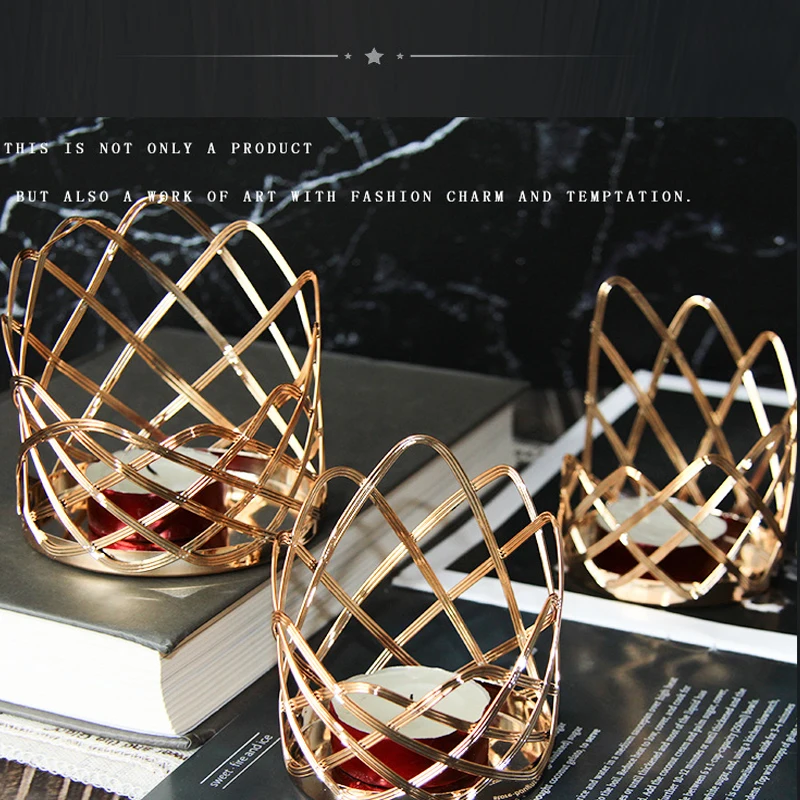 Christmas Candlestick, Desktop Decor Gold Votive Candle Stand For Table Centerpieces