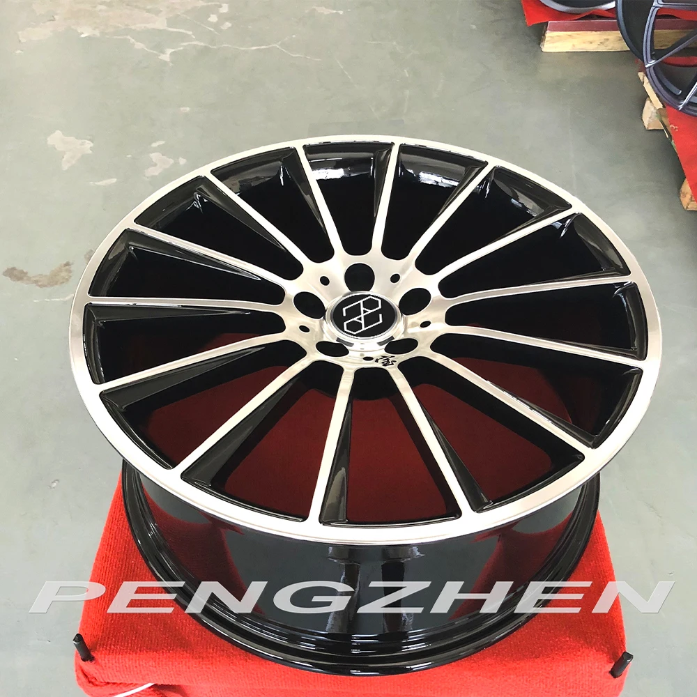 PENGZHEN gloss black with machined face mono block 5x112 18 19 20 inch wheels rims for mercedes benz