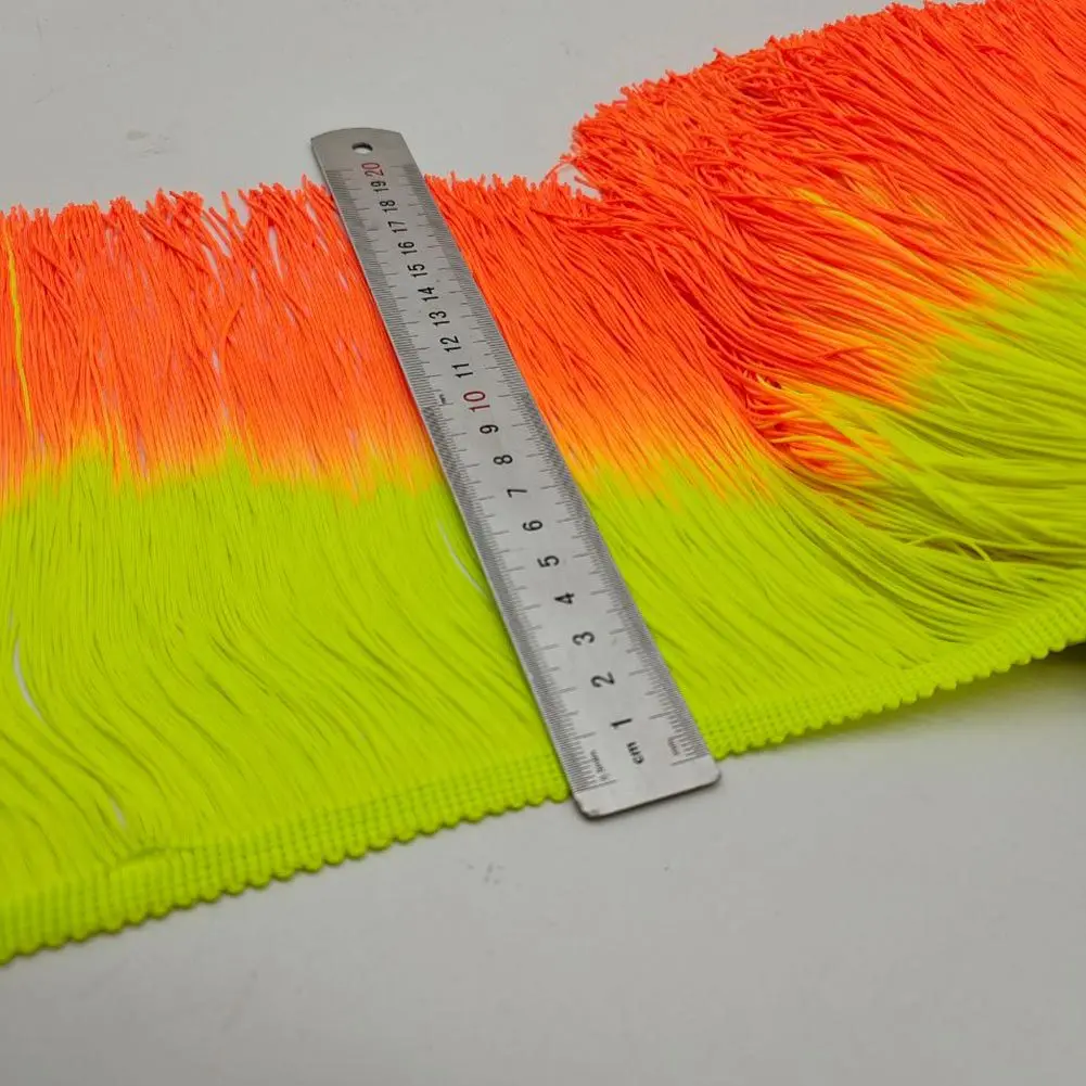 manufacturer wholesale price fabric embroidery 20CM Double Color Gradient Color Ombre Nylon Tassel Fringe Lace For Latin Dress