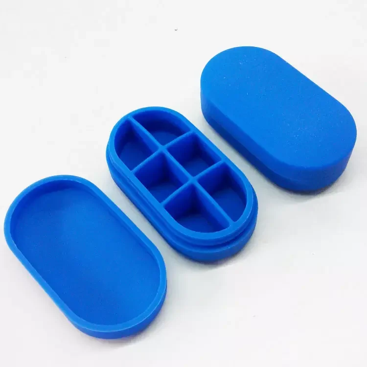 Promotion Silicone Portable Medicine Container Pill Organizer 6 Slots Travel Medical Pill Box Medicine Case Pill Storage Cases