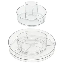 2 Tier Lazy Susan  Acrylic Makeup Organizer Tray 360 Rotating Cosmetics Display Case Turntable Makeup Brush eyeshadow holder