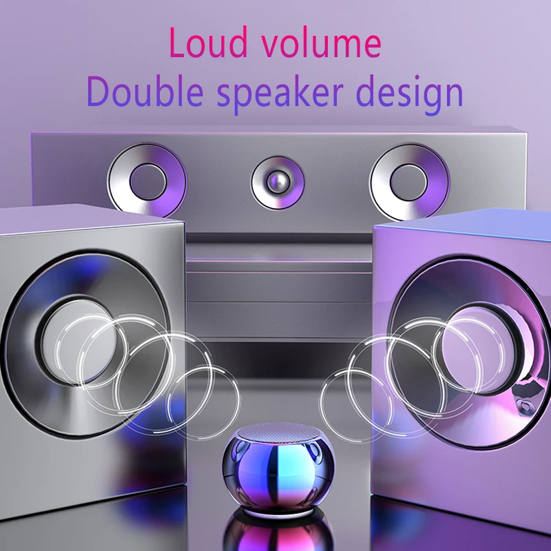 M3 Colorful Wireless Speakers 3D Mini Electroplating Round Subwoofer Stereo High Volume Outdoor Portable Home Mini Small Audio