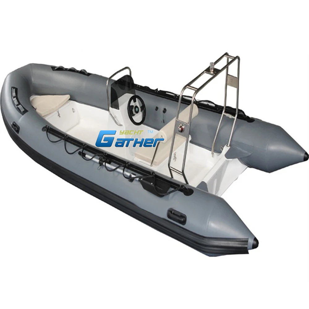 RIB520A hypalon rigid bottom inflatable boat grey color for sale customization acceptable