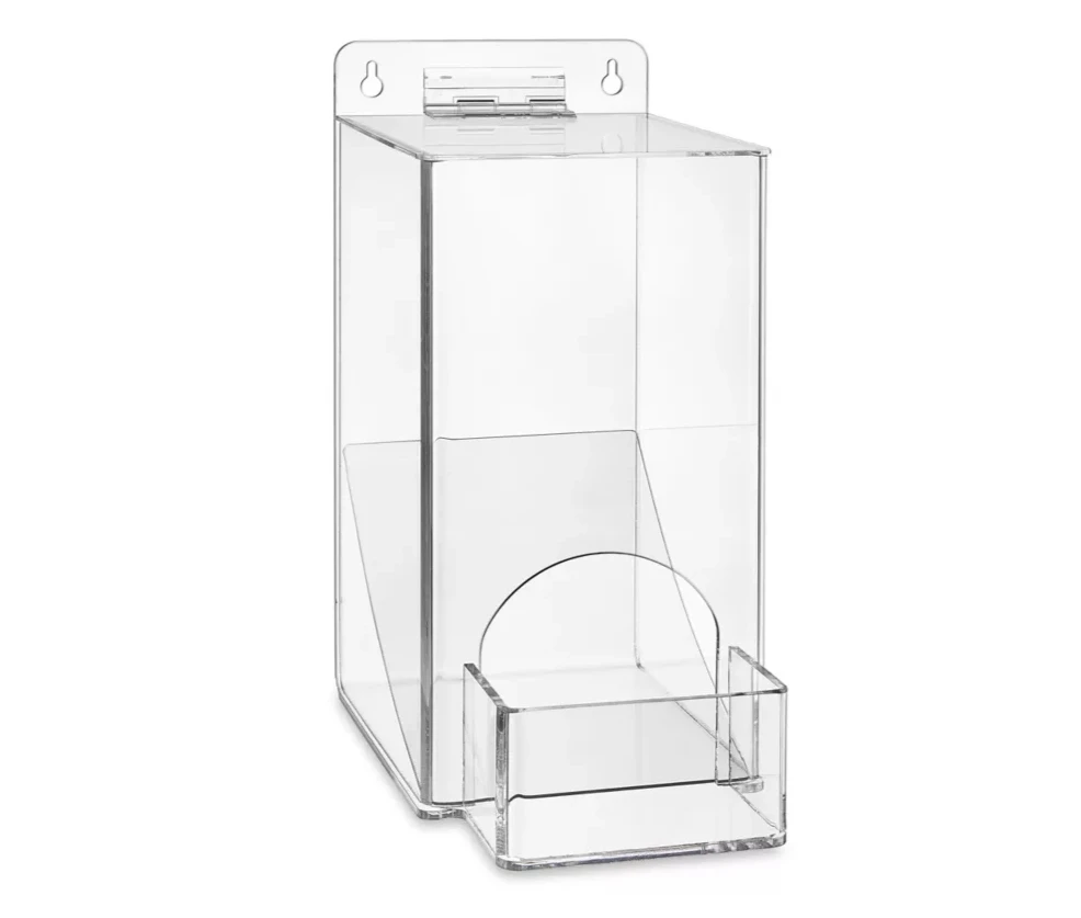 Custom Clear Earplug Holder Wall Mounted Acrylic Earplug Dispenser with Front Pocket For 250 pairs Earplug Dispenser