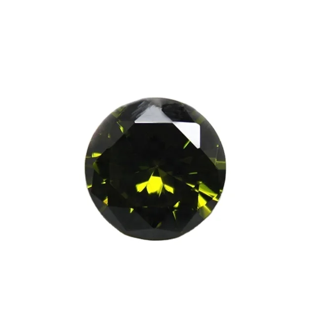 Dark peridot color artificial cz gemstone 3A grade oval cut loose cubic zirconia